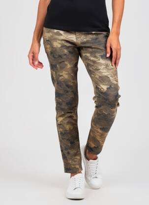 Pantalon slim țesătură poplin mărime normală verde LAUREN VIDAL femeie