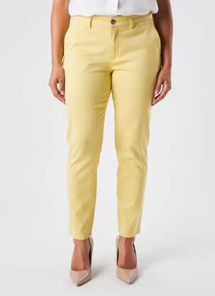 Pantalon slim țesătură poplin mărime normală galben LCDN femeie