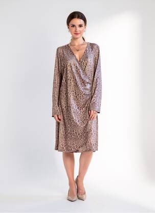 Rochie midi mâneci lungi mâneci lungi maro ESCORPION femeie