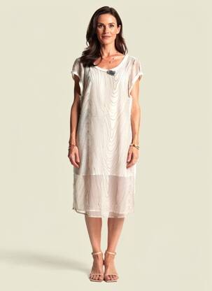 Rochie midi mâneci scurte mâneci scurte gri DANIELA DALLAVALLE femeie