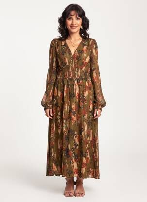Rochie lungă mâneci lungi mâneci lungi verde LPB LES PETITES BOMBES  femeie
