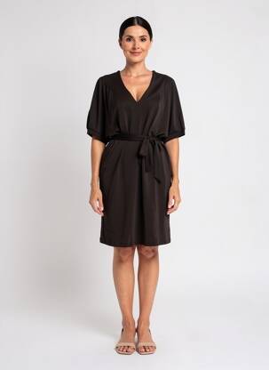 Rochie midi mâneci scurte mâneci scurte negru GARCIA femeie