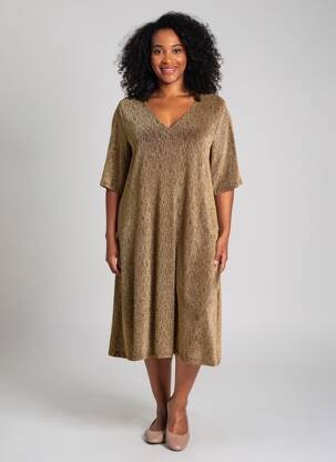 Rochie midi mâneci scurte mâneci scurte auriu MOLLY BRACKEN femeie