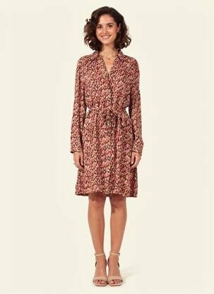 Rochie midi imprimeu fantezie mâneci lungi roz GARCIA femeie