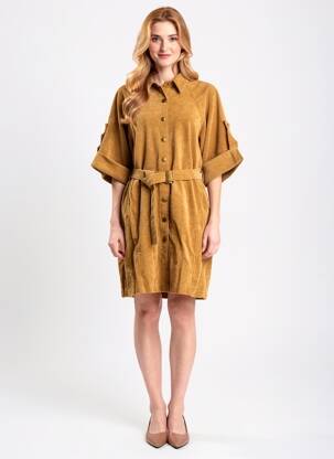 Rochie midi mâneci scurte mâneci scurte maro MOLLY BRACKEN femeie