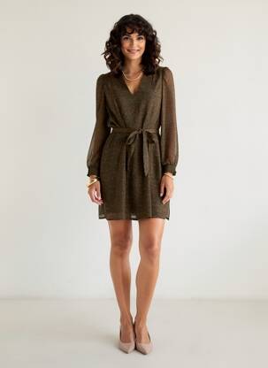 Rochie scurtă croială fluidă mâneci lungi verde LPB LES PETITES BOMBES  femeie