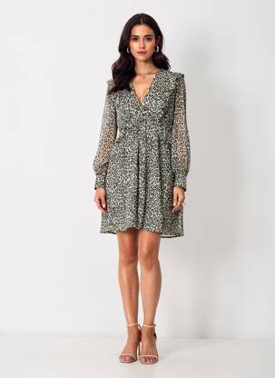 Rochie scurtă mâneci lungi mâneci lungi verde LILI SIDONIO femeie