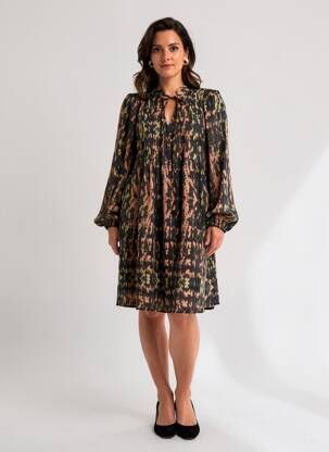 Rochie midi imprimeu fantezie mâneci lungi negru MOLLY BRACKEN femeie