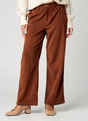 Pantalon drept elasticitate talie înaltă maro CREAM femeie