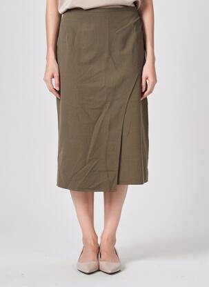 Fustă midi talie cu cleme verde CREAM femeie