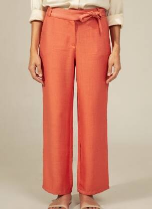 Pantalon drept talie înaltă talie înaltă portocalie GEISHA femeie