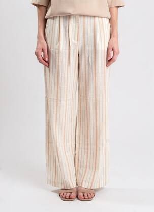 Pantalon drept talie elastică mărime normală bej SURKANA femeie