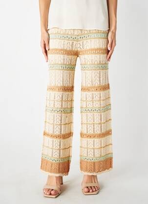 Pantalon drept talie elastică mărime normală bej NEKANE femeie