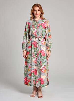 Rochie lungă mâneci lungi mâneci lungi roz MAISON HOTEL femeie
