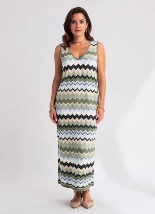 Rochie lungă fără mâneci fără mâneci verde STREET ONE femeie