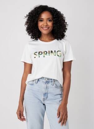 Tricou croială dreaptă mâneci scurte alb GEISHA femeie