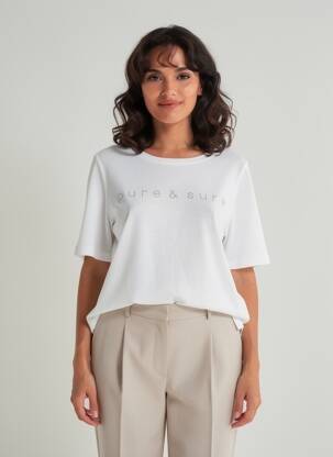 Tricou guler rotund mâneci scurte alb STREET ONE femeie