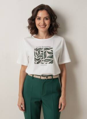 Tricou serigrafie flockată mâneci scurte alb STREET ONE femeie
