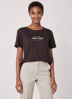 Tricou serigrafie flockată mâneci scurte maro STREET ONE femeie