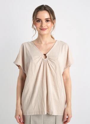 Top elasticitate mâneci scurte bej STREET ONE femeie
