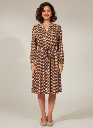 Rochie midi mâneci 3/4 mâneci 3/4 maro CREAM femeie