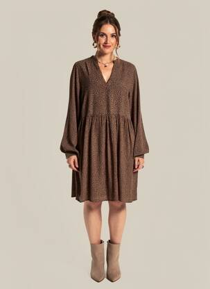Rochie midi mâneci lungi mâneci lungi maro LOSAN femeie