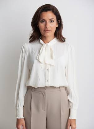 Cămașă croială fluidă mâneci lungi alb CREAM femeie