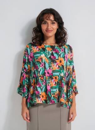 Top croială fluidă mâneci 3/4 verde LOLA ESPELETA femeie