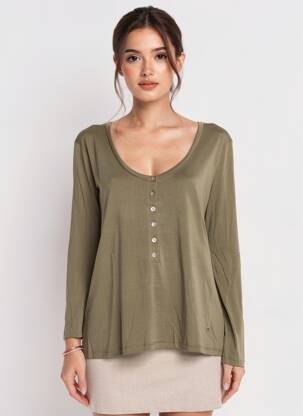Top mâneci lungi mâneci lungi verde PLEASE femeie