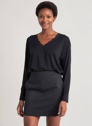 Top mâneci lungi mâneci lungi negru LOSAN femeie