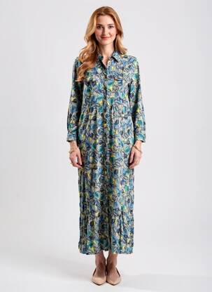 Rochie lungă mâneci lungi mâneci lungi albastru NATHALIE CHAIZE femeie