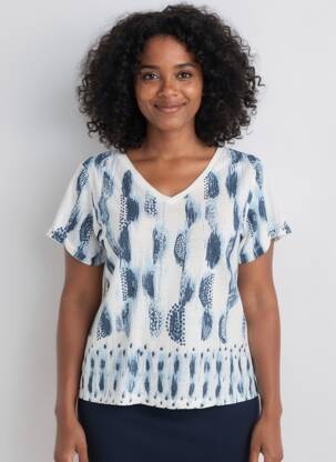 Tricou imprimeu fantezie mâneci scurte albastru ANANKE femeie