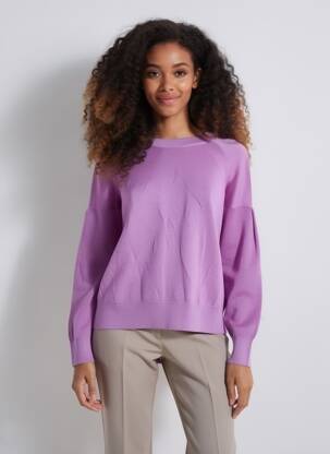 Pulover strânsă pe partea de jos mâneci lungi violet REPEAT femeie