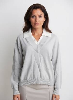 Pulover țesătură melanj mâneci lungi gri TWINSET femeie