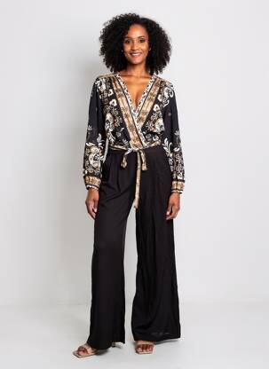 Salopetă-pantalon croială cambrată mâneci lungi negru TWINSET femeie