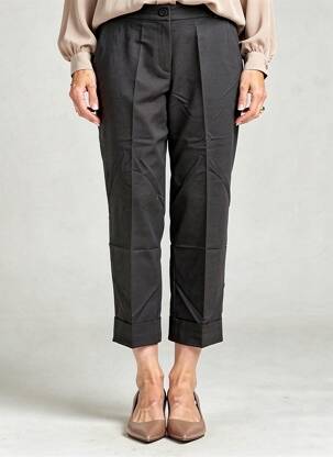 Pantalon 7/8 talie cu cleme mărime normală negru ELENA MIRO femeie