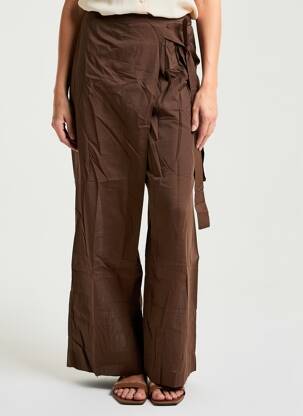 Pantalon larg țesătură poplin mărime normală maro TWINSET femeie