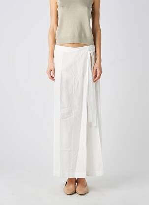 Pantalon larg țesătură poplin mărime normală alb TWINSET femeie