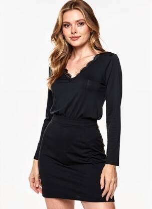 Tricou mâneci lungi mâneci lungi negru VITTORIA B femeie