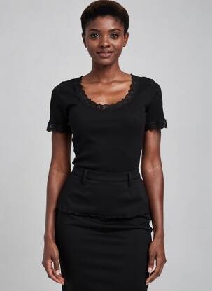 Tricou elasticitate mâneci scurte negru VITTORIA B femeie