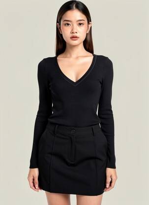 Top/caraco elasticitate negru VITTORIA femeie