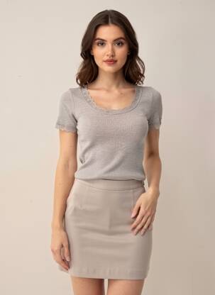 Tricou elasticitate mâneci scurte negru VITTORIA B femeie