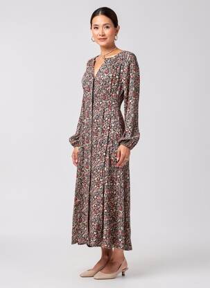 Rochie lungă mâneci lungi mâneci lungi negru C'EST BEAU LA VIE femeie