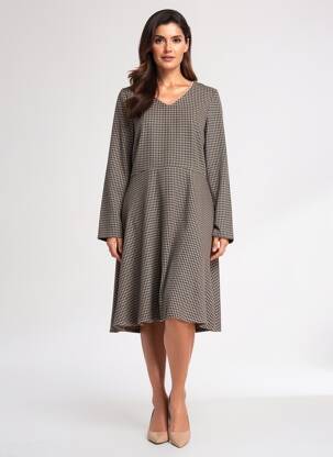 Rochie midi mâneci lungi mâneci lungi maro ESCORPION femeie