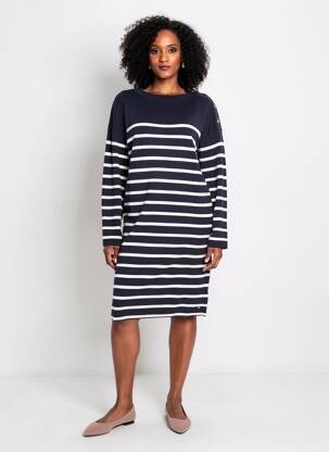Rochie pulover croială dreaptă mâneci lungi albastru C'EST BEAU LA VIE femeie