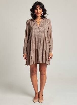 Rochie scurtă mâneci lungi mâneci lungi bej SURKANA femeie