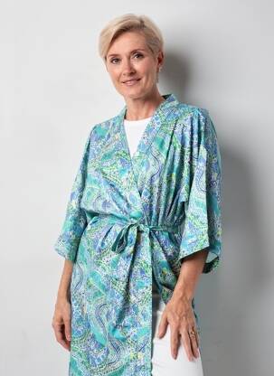 Jachete kimono imprimeu fantezie albastru JULIE GUERLANDE femeie