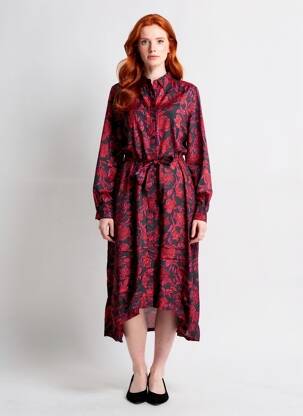 Rochie lungă mâneci lungi mâneci lungi roșu KAFFE femeie