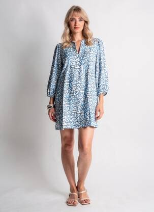 Rochie scurtă mâneci lungi mâneci lungi albastru KAFFE femeie