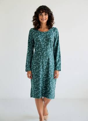 Rochie midi imprimeu fantezie mâneci lungi verde ZILCH femeie